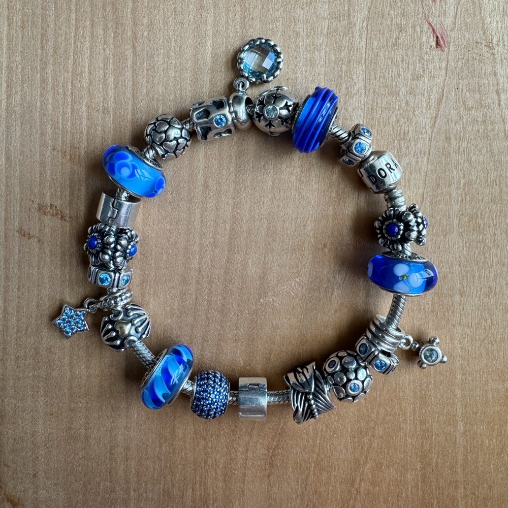 Pandora Curated Blue Charms Bracelet Retired - Picture 9 of 10